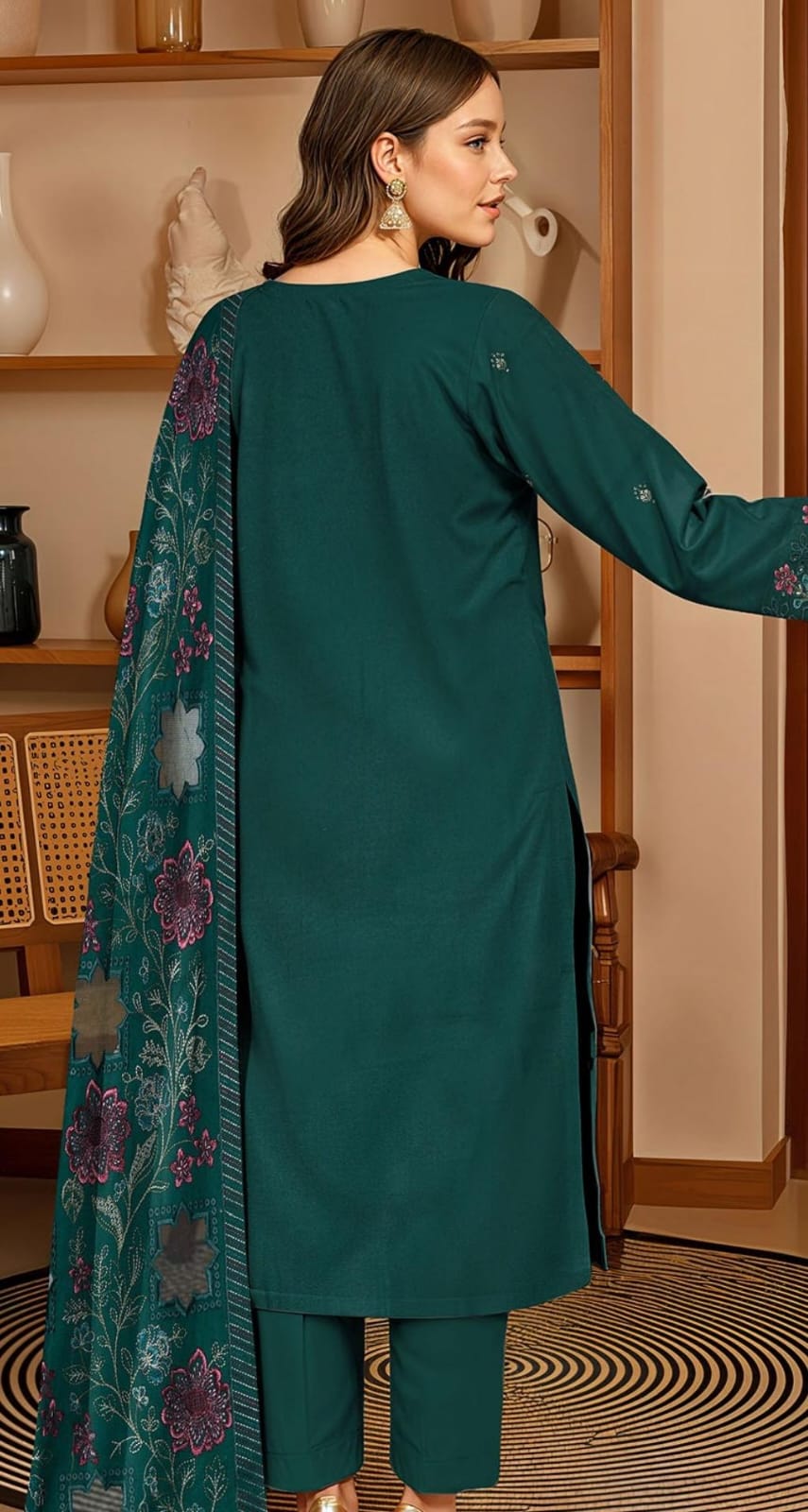 3 PIECE WINTEX PEACH EMBROIDERED